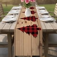 thumbnail image 5 of Christmas Tree Table Runner 72 Inches, Red Black Buffalo Plaid Brown Rustic Wooden Bed Runner Dresser Scarves Tabletop for Indoor Outdoor Parties/Ceremony/Banquet, 14" x 72", 5 of 8