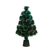 Fiber Christmas Tree Tabletop LED Holiday Decoration Illuminated Mini Christmas Tree for Home and Office Battery Operated Festive Light Display Colorful Holiday Ornament