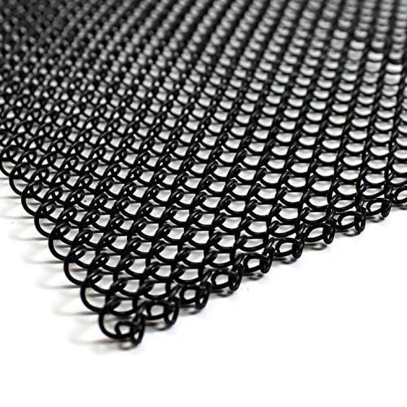 Midwest Hearth Fireplace Mesh Screen Curtain 18" High. Two 24" Wide Panels. Made in USA (Black)
