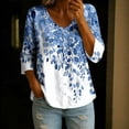 thumbnail image 2 of Bxsruta Women's V Neck Button Down Blouse 3/4 Sleeve Loose Fit Floral Print Casual Summer Top, 2 of 6