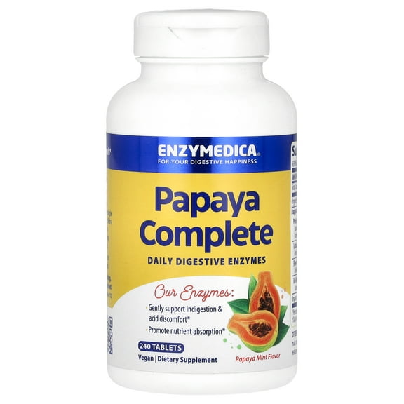 Enzymedica Papaya Complete, Papaya Mint, 240 Tablets