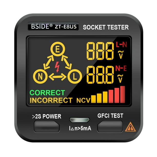 Amdohai BSIDE Electric Socket Tester Outlet Tester Digital LCD