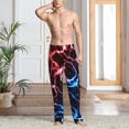 thumbnail image 6 of Lsque Red And Blue Lightning Print Men's Pajama Pants, Lounge Pant - Comfortable Home Wear,Elastic Waistband, Stylish Design-Large, 6 of 9