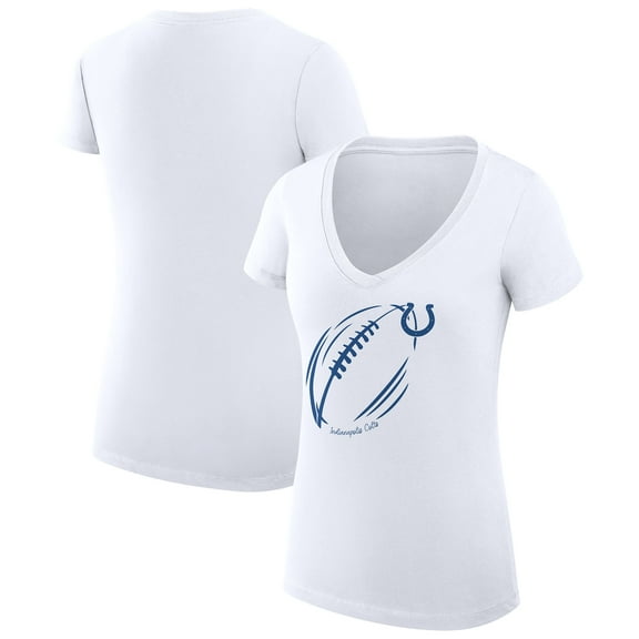 Women's G-III 4Her by Carl Banks  White Indianapolis Colts Super-Slim Fit Lightweight Subtle Football V-Neck T-Shirt