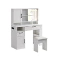 thumbnail image 5 of Aukfa Makeup Vanity Set with Mirror & Power Outlet, LED Vanity Desk, White, 5 of 8