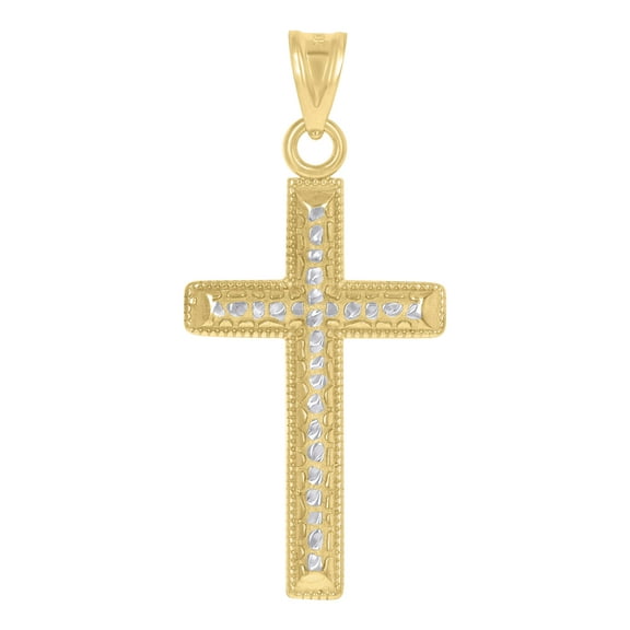 10kt Real Two-Tone Gold Unisex Cross Religious Charm Pendant