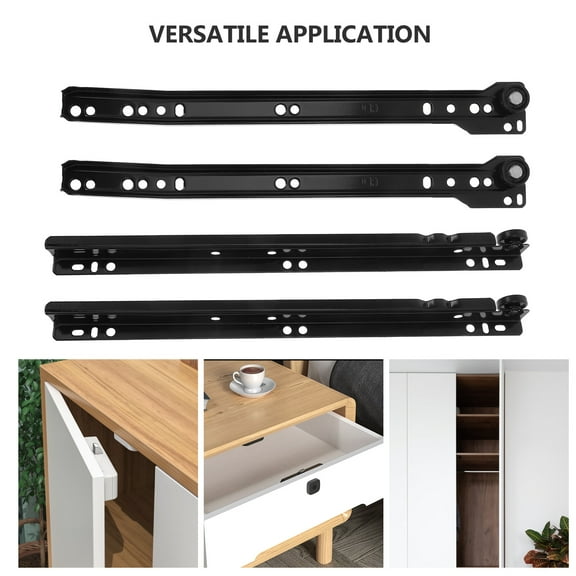 PartyKindom 1Pair Bottom Mount Black Metal Drawer Slides Replacement Drawer Rails for Smooth Closing