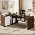 thumbnail image 3 of Vividwood L-Shaped Executive Desk with Cabinet Storage, 71" Office Computer Desk with Storage Shelves, CPU Stand, Cable Management (Brown), 3 of 9