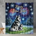 thumbnail image 2 of Happy New Year Alaskan Malamute Family Cheer Winter Midnight Firework Shower Curtain Alaska Mal Dog Lovers Gifts Waterproof Bathroom Bathtub Curtain - 02025, 2 of 5
