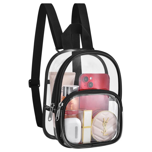Minimochila transparente USPECLARE, aprobada para estadios, negra