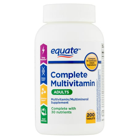 equate complète multivitamines supplément alimentaire, adultes de moins de 50, 200CT