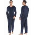 thumbnail image 2 of Ekouaer Couples Matching Pajamas Sets Velvet PJs Set for Men and Women Velour Long Sleeve Sleepwear, 2 of 5