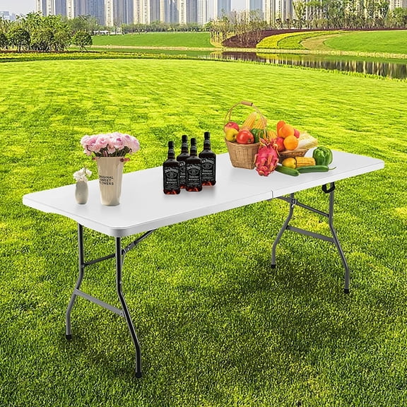 6ft Folding Table Heavy Duty Portable Plastic Utility Table for Indoor Outdoor Camping Party Dining