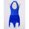 thumbnail image 4 of HULIJA Kids Girls Ballet Dance Dress Sleeveless Sequins Mesh Splice Cutout Back Leotard Dress Royal Blue 8, 4 of 7