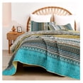 thumbnail image 4 of TiaGOC Yellow Quilt Set King Size, Boho Stripe 3 Pieces Quilts Bedspread Set Bohemian Lightweight Microfiber All Season Bedding Coverlet Set for King Bed (104"x90"), 4 of 8