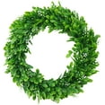 thumbnail image 1 of Bienvenido - Corona artificial de hojas verdes para puerta de entrada, pared, ventana, decoración para bodas y fiestas, 1 of 7