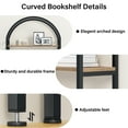thumbnail image 6 of Casendy 71" Tall Arched Bookshelf, 3 Tier Bookcase with Storage Cabinet, Metal Frame Book Shelf Display Storage Shelves for Living Room, Home Office, Brown, 6 of 8