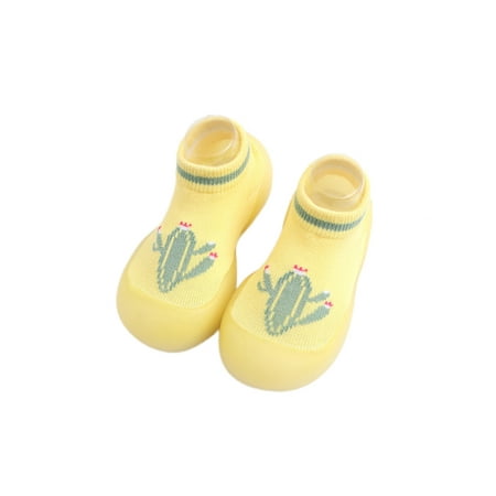 

SIMANLAN Baby Floor Slippers First Walker Socks Rubber Sole Sock Shoes House Breathable Slipper Indoor Non-Slip Home Shoe Yellow 8C