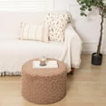 thumbnail image 4 of Round Plush Stuffed Ottoman Pouf - Ultra-Soft Furry Ottoman Foot Rest with High-Density Foam Filling, 20" x 14" Multi-Functional Floor Pouf for Living Room, 4 of 8