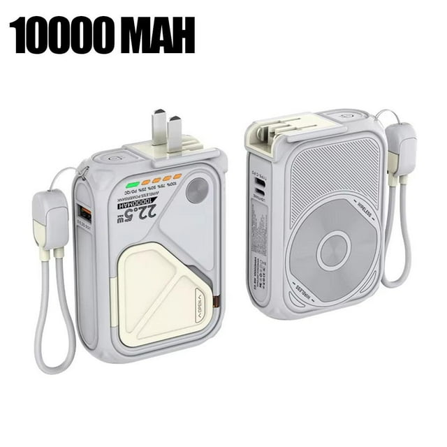Magnetic Power Bank, 3-in-1 Wireless Wall Charger Fast Charging with Foldable AC Wall Plug, USB-C Cable, Foldable Stand