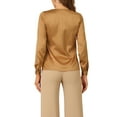 thumbnail image 3 of INSPIRE CHIC Women's Tie Neck Long Sleeve Elegant Button Cuff Office Shirt M Khaki, 3 of 7