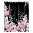 thumbnail image 2 of HVEST Black Floral Shower Curtain Pink Wildflower on Black Background Shower Curtain for Bathroom Flower Nature Botanical Bathroom Shower Curtain with Hooks,72L x 60W Inch, 2 of 5