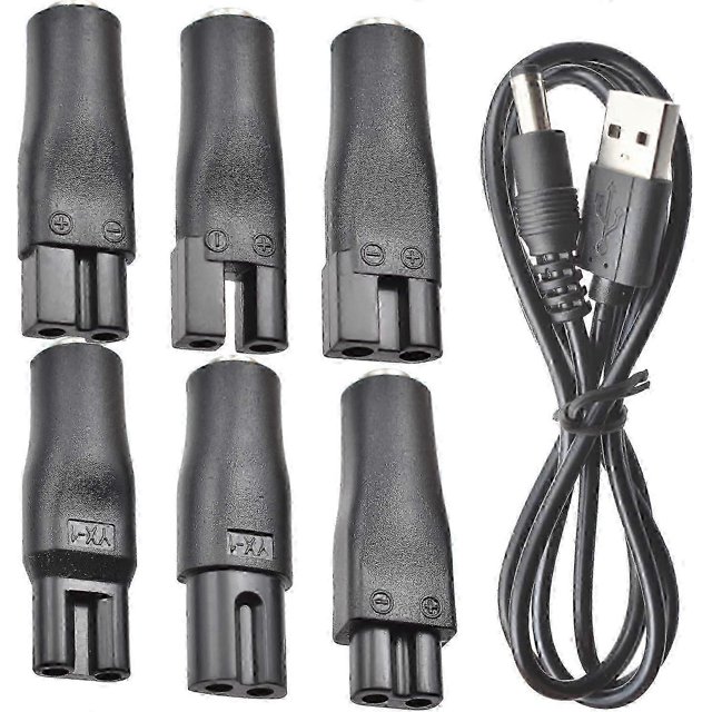 7 PCS Power Cord 5V Replacement Charger USB adapter Suitable for Electric Hair Clippers, Beard trimmers, Shavers, Beauty Instruments, Desk Lamps.