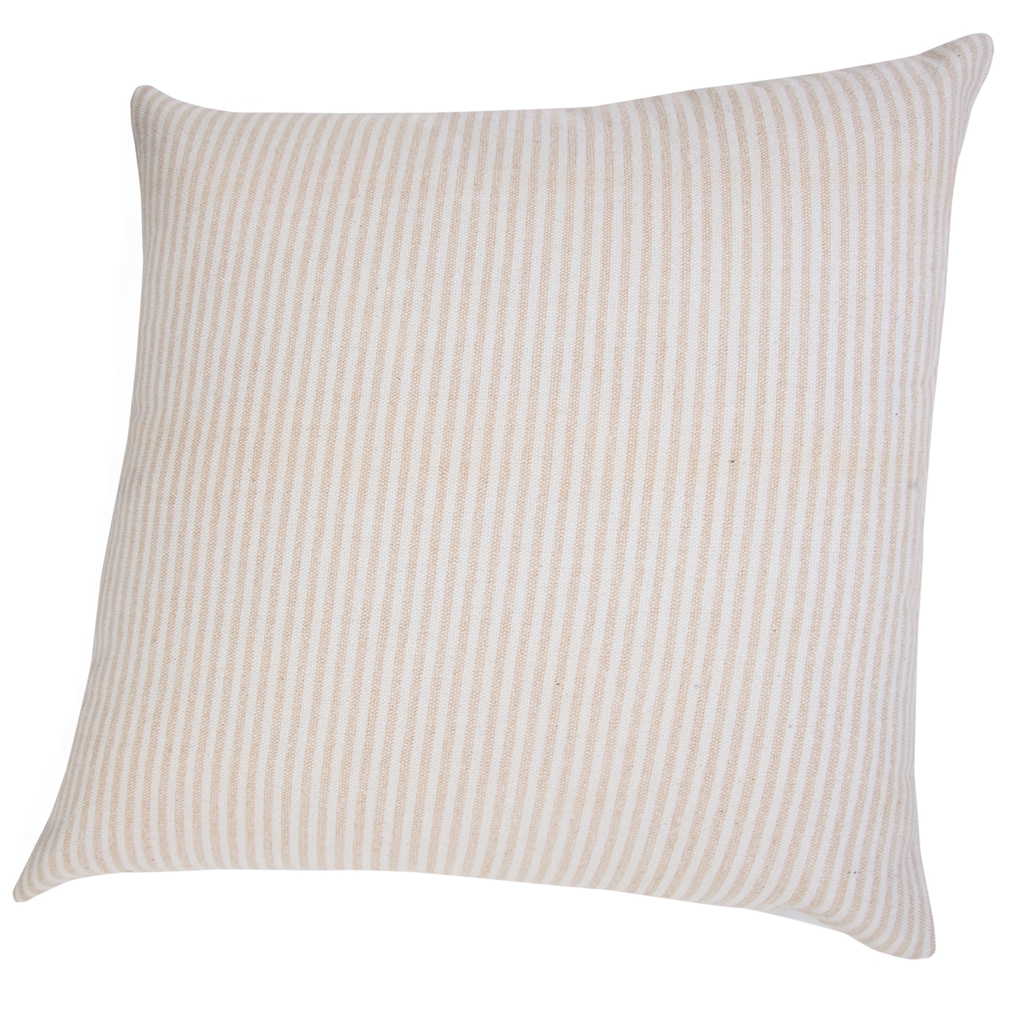 Ox Bay Hampton Set of 2 Striped 20" x 20" Beige/White Cotton Adult Decorative Throw Pillows