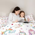 thumbnail image 4 of Metsweet Cartoon Unicorn Queen Comforter Set 3 Pieces, Kawaii Stars Rainbow Comforter Sets Queen,1 Comforter and 2 Pillowcases, 4 of 6