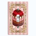 thumbnail image 1 of Metal Light Switch Plate Cover Elegant Strawberry Cake Striped Wallpaper Pink CAK055, 1 of 13
