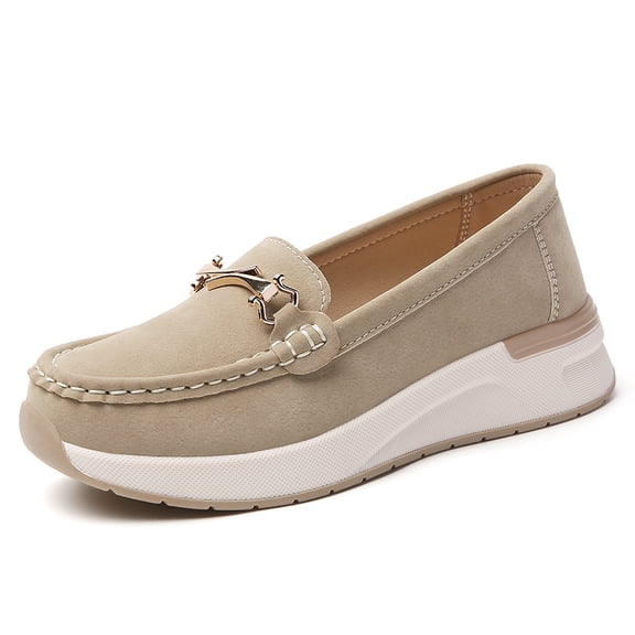 Women's Casual Loafers Slip On Leather Shoes Lightweight Walking Shoes Moccasins Classic Penny Loafer Flatforms Boat Shoes