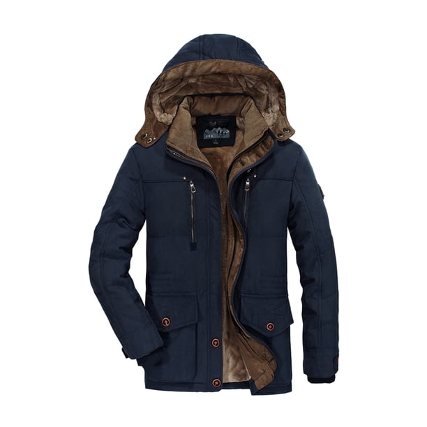 Qarigey Chaqueta de invierno transpirable y duradera para actividades al aire libre abrigo cálido a prueba de viento de lana gruesa Abrigos y chamarras azul oscuro SG