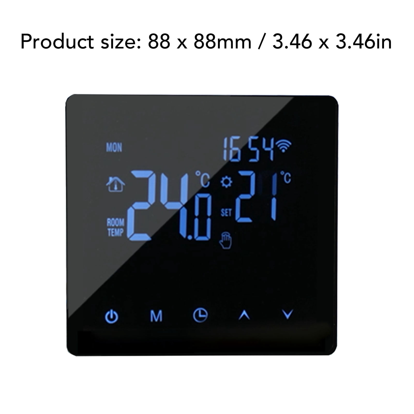 YAHHU Smart WiFi Thermostat for 3A Water Heating System with LCD Backlight Touch Screen 3.4 x 3.4 inches / 8.6 x 8.6 cm Precise Temperature Control for Home Office Hotel