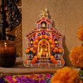 thumbnail image 4 of 2D Acrylic Day of the Dead Shrine Ornament, Orange Sugar Skull Altar Hanging Decoration for Halloween Tree, Wall, Car Mirror and Dia de los Muertos Party Decor, 3.9 Inch, 4 of 5