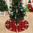 thumbnail image 6 of 15.74'' Buffalo Plaid Christmas Tree Skirt Red&Black with White Snowflakes Snowman Pattern Rustic Farmhouse Christmas Tree Skirt Mat for New Year Xmas Party Decorations Home Yard Ornaments, 6 of 7