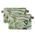 thumbnail image 2 of Square Storage Basket 14.2*10.2*8.3 Inch One Sizex1 Shelf Basket Open Home Storage Bins Bedroom Storage Basket Closet Storage Stylish Decor Green Bamboo Leaves, 2 of 9