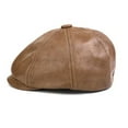 thumbnail image 2 of Black Newsboy Cap Men Winter Flat Hat Real Leather Cowhide Retro Thicken Warm Casual Male Octagonal Cap ,Classic Design, 2 of 2