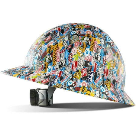 

MAIERZI Full Brim Hard Hat OSHA Construction Work Approved Blue Pattern Design FRP Safety Helmet with 4 Point Adjustable Ratchet Suspension Class C