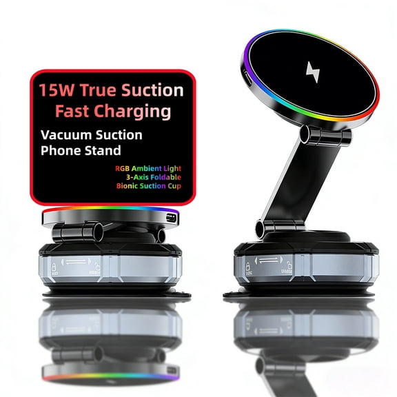 Jinkey 15W Magnetic Vacuum Suction Car Phone Mount with Wireless Fast Charging for Cars and Trucks