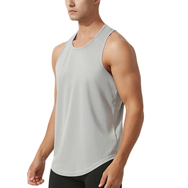 CVLIFE Débardeur d'Été pour Hommes Col Rond Sans Manches Évacuant l'Humidité Couleur Unie Gris 2TG