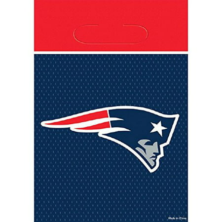DesignWare New England Patriots NFL Plastic Loot Bags, 9 1/8 by 6 1/2