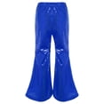 thumbnail image 2 of Zaldita Toddler Girls Hip Hop Jazz Streetwear Bell Bottom Pants Kids Sequined Performance Trousers Flare Pants A Royal Blue 6-7, 2 of 7