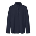 thumbnail image 6 of hoksml Women's Cotton Linen V Neck Blouse, Roll-Up Sleeve Henley Casual Shirt, Loose Fit Top for Daily and Office Wear, 6 of 9