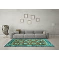 thumbnail image 3 of Ahgly Company Machine Washable Indoor Square Oriental Turquoise Blue Traditional Area Rugs, 5' Square, 3 of 4