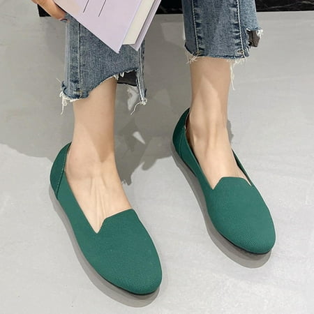 

Xysaqa Walking Shoes Women House Shoes for Women Women Fly Weaving Mesh Round Head Shallow Mouth Comfortable Slip-on Flat Shoes Business Casual Shoes Women on Clearance