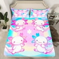 thumbnail image 2 of Castle Fairy Cartoon Axolotl 4pcs Bed Sheets,Gradient Ombre King Sheets,Starry Sky Super Cozy Sheet Set,Ultra Soft Animal Home Decor, 2 of 5