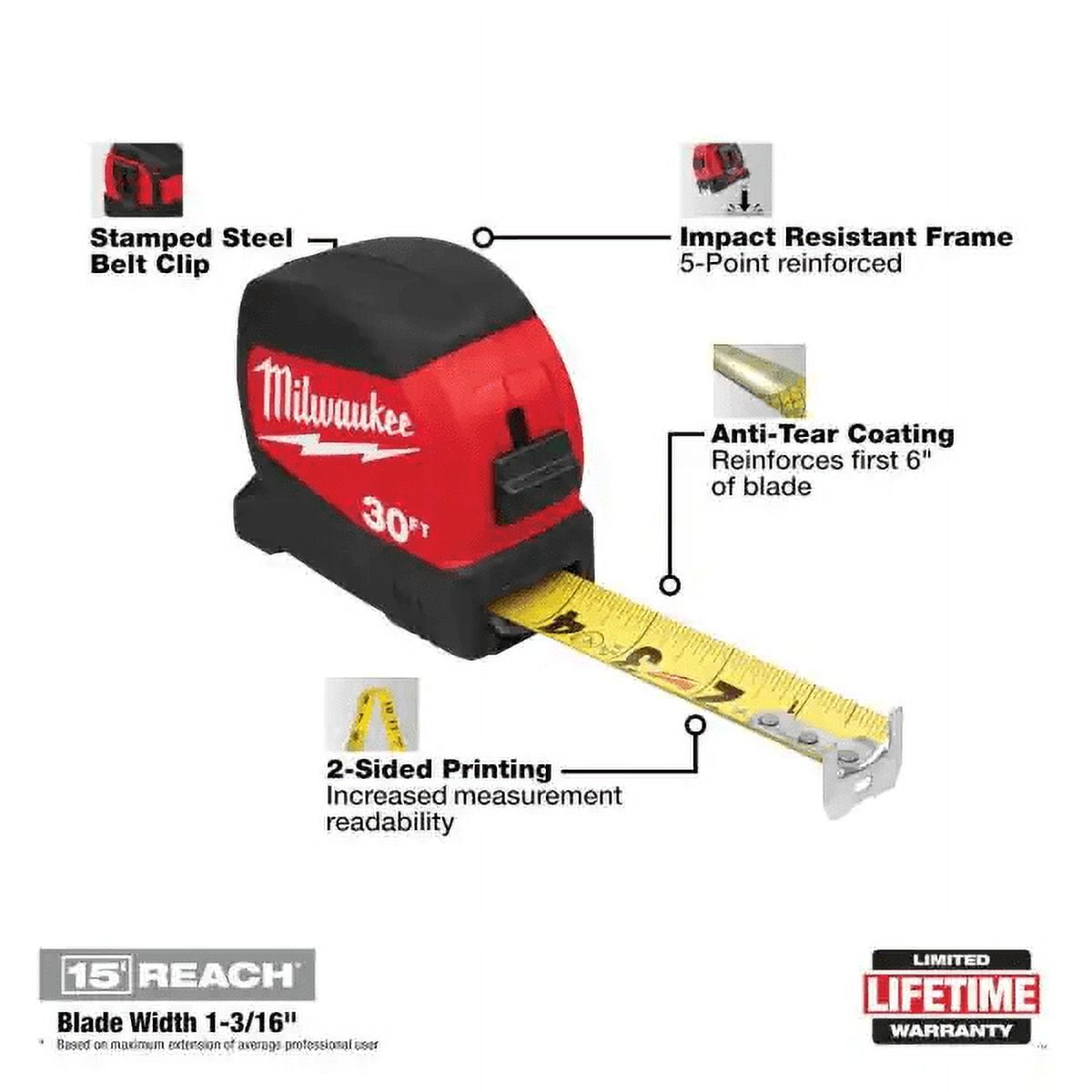 Milwaukee-48-22-0430 30Ft Compact Wide Blade Tape Measure