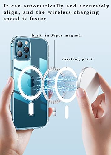 Compatible with MagSafe Non Yellowing KISEN Clear Magnetic Phone Case for iPhone 12 & iPhone 12 Pro 6.1 inch 