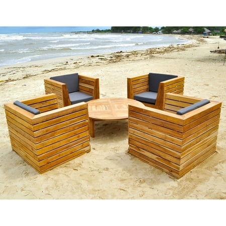 Willow Creek Designs Pacific Teak 5 Piece Deep Seating Patio Set With Chat Table Willow Creek Designs Pacific Teak 5 Piece Deep Seating Patio Set With Chat Table