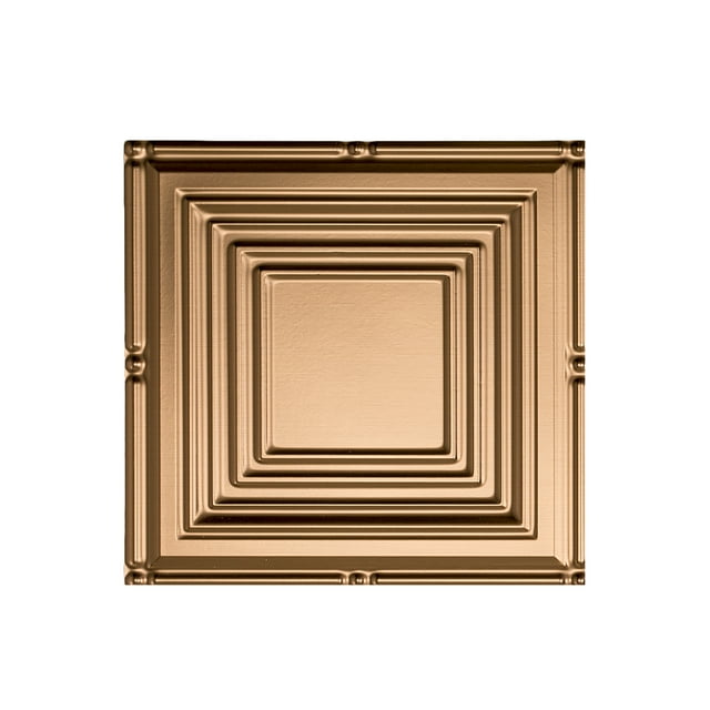 Fasade Easy Installation Portrait Polished Copper Glue Up Ceiling Tile/ Ceiling Panel (12" X 12" Sample)